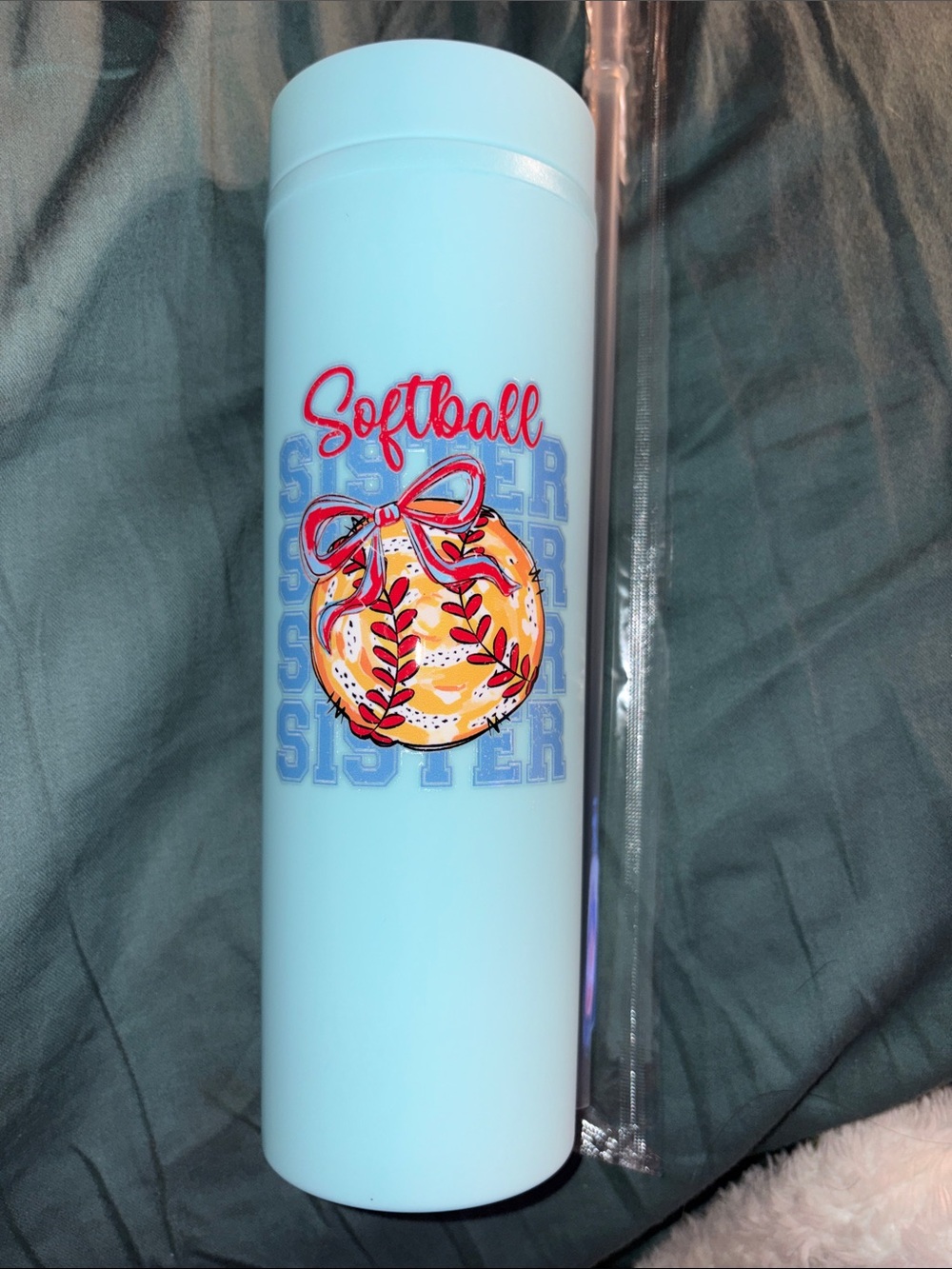 Softball Sister Blue Travel Tumbler